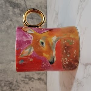 Anthropologie Lauren Carlson Walcott Pink Deer Fauna Mug